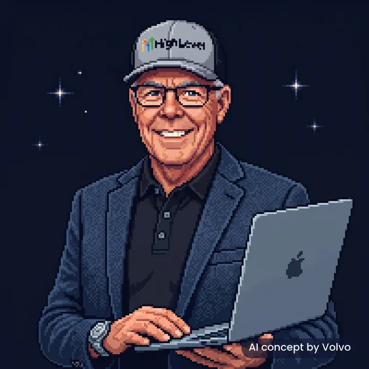8-bit pixel avatar concept of Michael Reimer, labelled AI concept by Volvo
